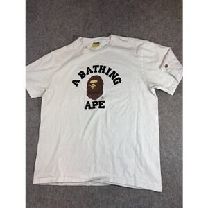 BAPE A Bathing Ape Graphic Logo Tee Shirt Men XL White Hype Beast Streetwear Y2K